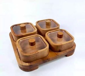 Boîte à fruits secs compacte en bois avec couvercle sécurisé pour un rangement élégant des noix, emballage cadeau et décoration de table - Product Image 6