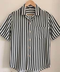 Camisa de Hombre a Rayas, Formal, Ecológica, Transpirable, de Algodón, con Cuello Camisero y un Solo Botón, para Fiestas de Verano, Venta al Por Mayor - Product Image 2