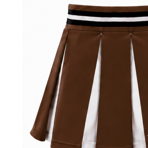 Falda Plisada Color Chocolate para Animadoras, Cintura Alta, Uniforme Deportivo, para Baile, Entrenamiento, Competencia - Product Image 3