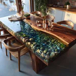 Wholesale Customized Round Epoxy <b>Resin</b> Center Wooden <b>Table</b> <b>Top</b> Dining <b>Table</b> / Coffee <b>Table</b> Wooden Epoxy <b>Resin</b> <b>Top</b> - Product Image 2