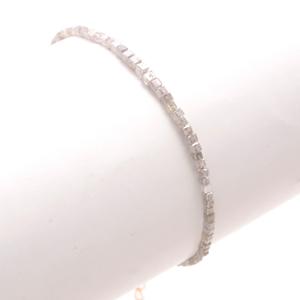 สร้อยข้อมือประดับลูกปัดเพชรทรงลูกบาศก์สีขาวธรรมชาติ ขนาด 1.5-2.5 มม. เงินแท้ 925 เครื่องประดับหรูหราสไตล์มินิมอล ของขวัญสำหรับทุกเพศ - Product Image 1