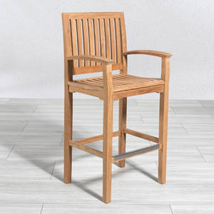 Chaise de bar d'extérieur en teck massif moderne, design minimaliste et durable, fabricant de meubles pour patio et centres de villégiature. - Product Image 1