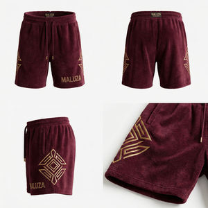 Shorts de Diseño Unisex de Terciopelo con Logotipo de Cristal Brillante, Tendencia Urbana de Verano, Color Sólido, Ecológicos, Transpirables, de Secado Rápido, para EE. UU. y Europa - Product Image 6