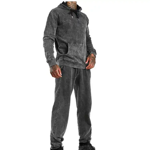 Factory Wholesale Men's Custom Sport <b>Tech</b> Fleece Slim Fit Tracksuit Acid <b>Washed</b> with Logo Feature Oversized Flare Design - Product Image 6