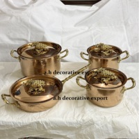Ensemble de casseroles de luxe en acier inoxydable martelé or rose avec couvercle motif raisins, design européen, qualité professionnelle, écologique