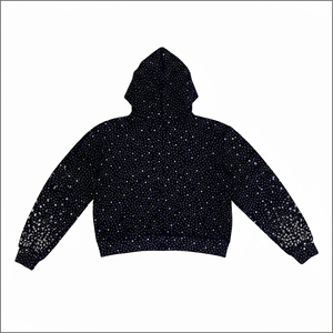 Sweat à capuche d'hiver tendance coupe classique personnalisé avec strass, aspect premium, 100 % coton, écologique, respirant, séchage rapide, avec poche, style urbain - Product Image 6