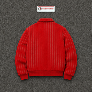 Chaqueta Varsity Roja de Lana con Rayas Blancas, Cuello Camisero, Cierre de Botones a Presión, Chaqueta Clásica de Béisbol con Letras Bordadas, Chaqueta de Moda para Hombre - Product Image 6