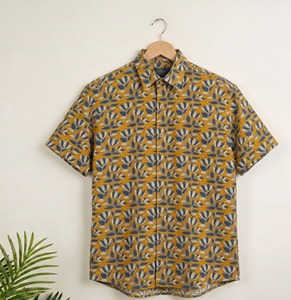 Chemise en coton imprimée à la main pour homme, légère, confortable, décontractée, textile indien, vente en gros - Product Image 1