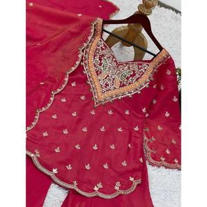 Conjunto de ropa de estilo indio y paquistaní con bordado de diseñador y Dupatta - Product Image 5