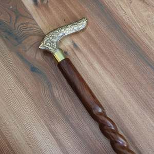 Elegant brass handle wooden <b>walking</b> cane for stylish senior support and premium gentleman fashion - Product Image 1