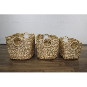 Trending Water Hyacinth Storage <b>Baskets</b> Rectangle With Handles Nordic Style Multi-Purpose Neatening Organizers - Product Image 6