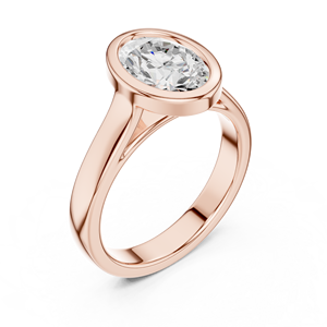 2CT 18K Rose Gold Oval Cut Lab Grown Diamond Bezel Modern Engagement Ring Custom Fine Jewelry Wedding Ring IGI Certified - Product Image 1
