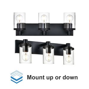 5-<b>Light</b> Vintage Bathroom Vanity <b>Light</b> Fixture Black Clear Glass <b>Shade</b> for <b>Kitchen</b> Living Room Dresser Bedroom Corridor Lighting - Product Image 4