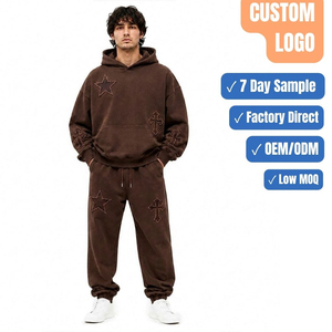 Ensemble survêtement personnalisé brodé avec sweat à capuche et pantalon de jogging coupe ample à cordon de serrage, logo personnalisé, streetwear pour l'hiver - Product Image 1