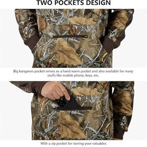 Sweat à capuche de chasse sportif surdimensionné pour homme en polaire - Imperméable et à séchage rapide, en coton mélangé - Product Image 3