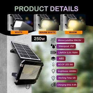 Lámpara Solar LED Inalámbrica de 250W para Exteriores, Impermeable, Automática, para Hogar, Jardín, Balcón y Camino - Product Image 5