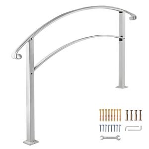 Ringhiere in Ferro Battuto Bianco per Gradini Esterni, Ringhiera Flessibile per Portico e Scale da 1-3 Gradini, Dispositivi di Assistenza - Product Image 1
