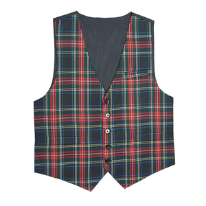 Gilet/Veste formel en 100 % laine respirante à motif tartan droit avec fermeture à bouton unique pour homme – Collection Automne - Product Image 5