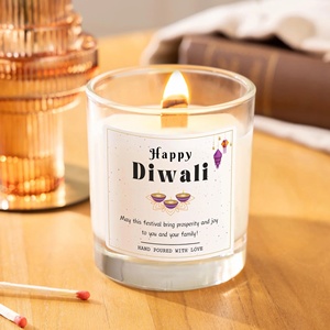Bougie en verre de soja de qualité supérieure Happy Diwali, faite à la main, écologique, parfumée, décoration festive pour la maison, cadeau - Product Image 2