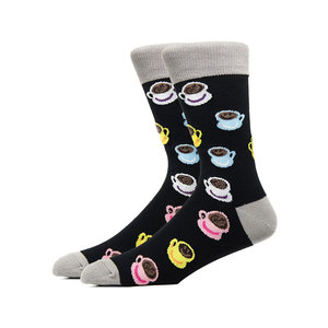 Crew <b>Socks</b> <b>Black</b> Solid Jacquard Knit Casual Adult Summer Standard Thickness Breathable Spandex/Cotton Eco-Friendly - Product Image 1