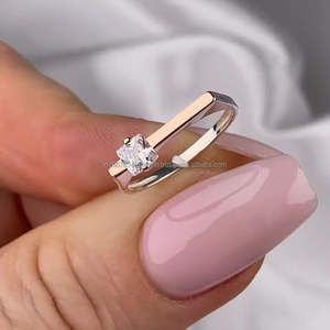 IGI/GIA Lab Grown Cut Diamond Vintage 14K Anillo de boda/compromiso amarillo Unisex Oro blanco fino para fiesta de aniversario-Worthy - Product Image 2