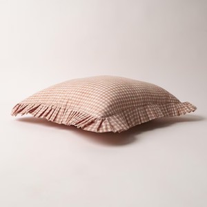 Bej Gingham Fırfırlı Minder Kılıfı Minder Çiftlik Evi Cottagecore Dekor Rustik Toprak Tonu Ekose Pamuklu Yastık - Product Image 4