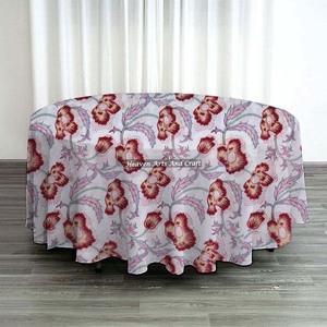 Nuevo mantel redondo de algodón con estampado floral chic de 60 pulgadas, hecho a mano, para exteriores, hogar y bodas, para cenas, fiestas y banquetes. - Product Image 2
