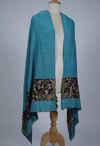 Châle en cachemire et laine fine VIC pour femme, usage quotidien hivernal, élégant, bordure florale tissée, doux, chaud, de qualité supérieure, 70 x 200 cm - Product Image 4