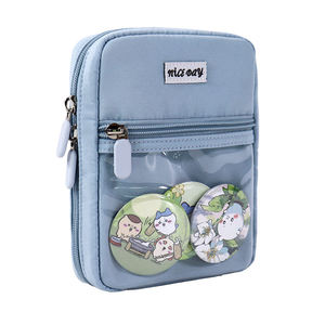 Nouvelle trousse de papeterie transparente avec poche avant, motifs de dessins animés mignons, format A5, sac de papeterie en nylon bleu clair SENDA - Product Image 1