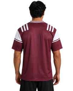 Maroon <b>White</b> Men Performance V Neck T Shirt Short Sleeve Sports Jersey Quick Dry Breathable Custom Athletic Gym Training <b>Tee</b> Top - Product Image 2