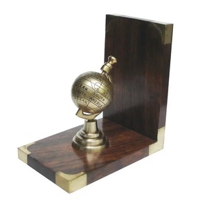 Vintage design Golden Political World Globe Bookend Set Decorative Office Desk Book Holder Map Design 5x5 Inch Size Home Decor - Product Image 1