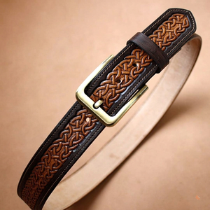 Genuine 100% Argentina <b>Leather</b> Western Carving Belt Handcrafted Premium Full Grain Spiral Embossed Western <b>Leather</b> <b>Tooling</b> Belt - Product Image 1