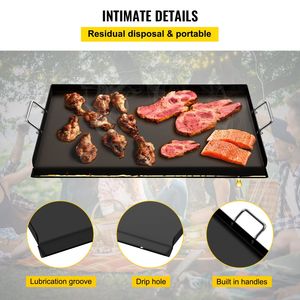 Griglia piatta in acciaio al carbonio 16 \ "X 24 \" griglia rettangolare per barbecue 2 manici foro di scarico Extra per carbone/Gas per Tailgating - Product Image 5