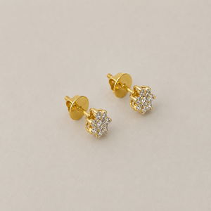 18ct Gold Floral Cluster <b>Stud</b> <b>Earrings</b> with Cubic Zirconia High Polish Elegant Wedding Party Gift Jewelry for Women Girls - Product Image 4