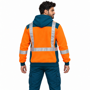 Sweat à capuche réfléchissant haute visibilité avec fermeture éclair quart de tour pour le personnel d'entretien et d'ingénierie, pull de travail réfléchissant haute visibilité Classe 2 - Product Image 4