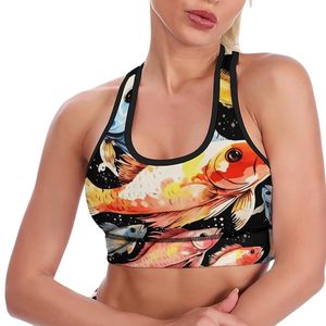 Custom OEM Fish Print Sports <b>Bra</b> Women Sublimation Racerback Yoga <b>Bra</b> Breathable Fitness Gym Crop Top Activewear - Product Image 4