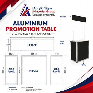 Proveedor de Malasia, Mesa Promocional Premium con Marco de Aluminio de 360 mm x 700 mm x 1780 mm, Mostrador para Stand de Exhibición, Supermercado - Product Image 6