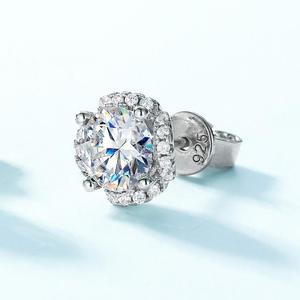 925 Sterling Silver Moissanite Halo Stud Earrings D Color VVS1 Certified Round Cut Lab Diamond Brilliant Fine Jewelry for Women - Product Image 2