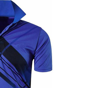 Polo pour homme bleu royal sublimé, 100% polyester, jersey tricoté, imprimé géométrique sportif, séchage rapide, haut de sport pour le golf, logo personnalisé - Product Image 4