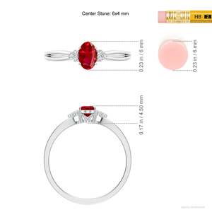 แหวนทองคำแท้ 14K คุณภาพสูง ประดับทับทิมทรงรีธรรมชาติ ดีไซน์แหวนแบบแยกส่วน ประดับเพชรทรงกลม 3 ด้าน แหวนหมั้นสำหรับผู้หญิง - Product Image 2