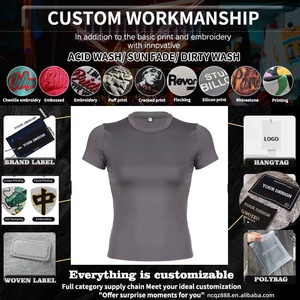 Camiseta Básica de Manga Corta para Mujer, Cuello Redondo, Lisa, Casual, Corte Regular, Tops de Verano, Venta al Por Mayor OEM - Product Image 4