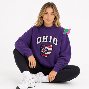 เสื้อสเวตเชิ้ตคอเต่าสีม่วงสำหรับผู้หญิง OHIO ปักอักษรแบบกำหนดเอง คุณภาพสูง เสื้อสเวตเชิ้ตคอเต่าสำหรับฤดูหนาว - Product Image 5