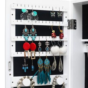 Armadietto a Specchio da Parete in Legno Bianco con Specchio Non Integrale, Vano Portaoggetti Multistrato e Cornice Portafoto per Organizzazione Gioielli - Product Image 2