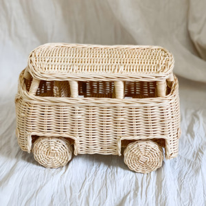 Kids early learning toys handweave rattan <b>car</b> toy low price mini <b>cars</b> wholesale factory supplies - Product Image 2