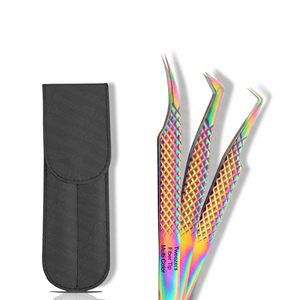 Pince à épiler pour extensions de cils en acier inoxydable, lot de 2, couleur noire, produit de beauté, fabrication artisanale - Product Image 5