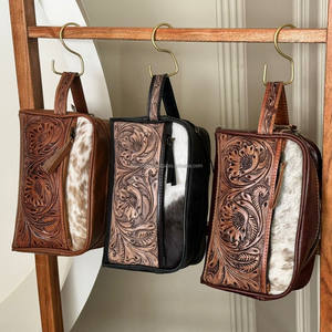 Nueva caja de almacenamiento de cosméticos de maquillaje elegante de cuero de vaca occidental, bolsa de joyería de Venta caliente, caja organizadora de baño de tocador - Product Image 3