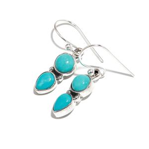 Pendientes Colgantes de Plata de Ley 925 Más Vendidos con Turquesa de Arizona en Forma de Pera Ovalada para Bodas Cristianas - Product Image 3