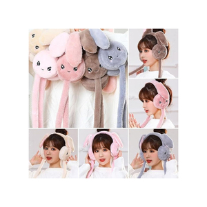 Orejeras de conejo de peluche rosas con bufanda de cola larga, orejeras de conejo de peluche con bufanda, orejeras cálidas y elegantes. - Product Image 6