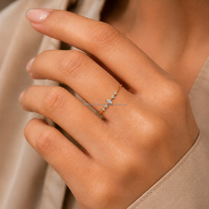 Marquise and Round Cut Lab Grown <b>Diamond</b> Engagement <b>Ring</b> Five Stone Wedding <b>Ring</b> for Women Dainty Stackable <b>Ring</b> Bridal Jewelry - Product Image 2