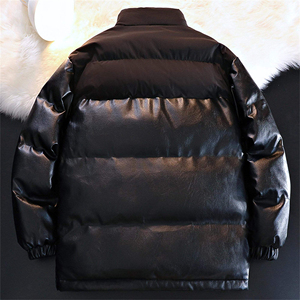 Veste matelassée pour homme, col montant, fermeture éclair, coupe-vent, épaisse, décontractée, manteau d'hiver, couleur unie, coupe classique, coupe-vent pour homme - Product Image 5
